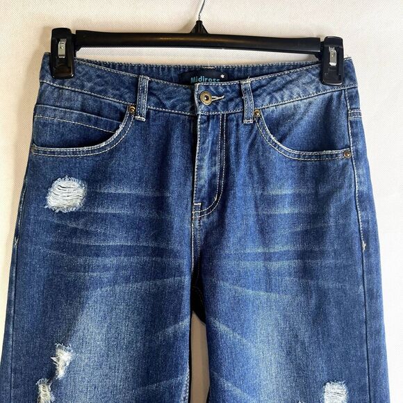 Midiross Boyfriend Distressed Straight Leg Jean Mid Rise Denim Size Small - Picture 5 of 7